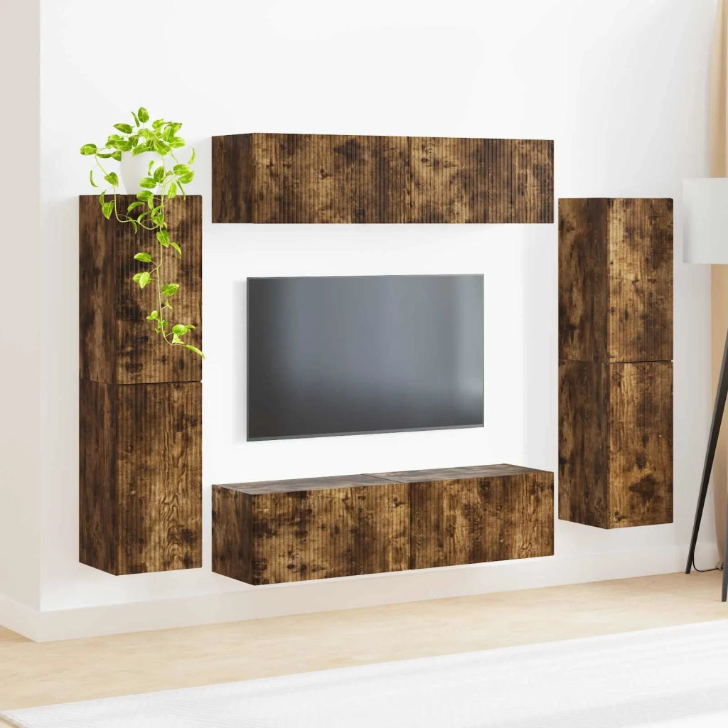 Set mobile TV 8 pcs Rovere fumé Legno multistrato 3409137