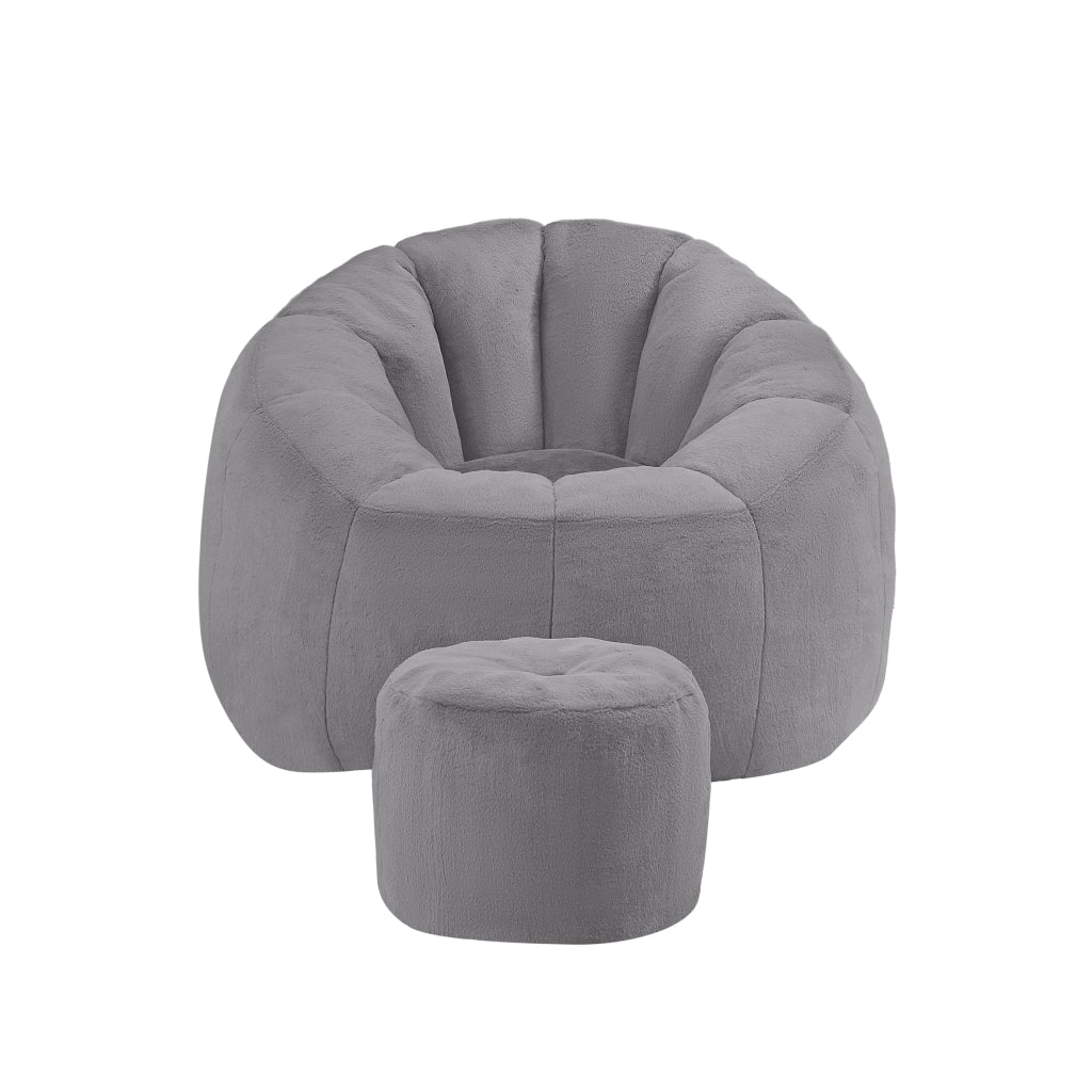 POLTRONA Sacco a Fiore con Poggiapiedi 105x105x70 cm Grigio