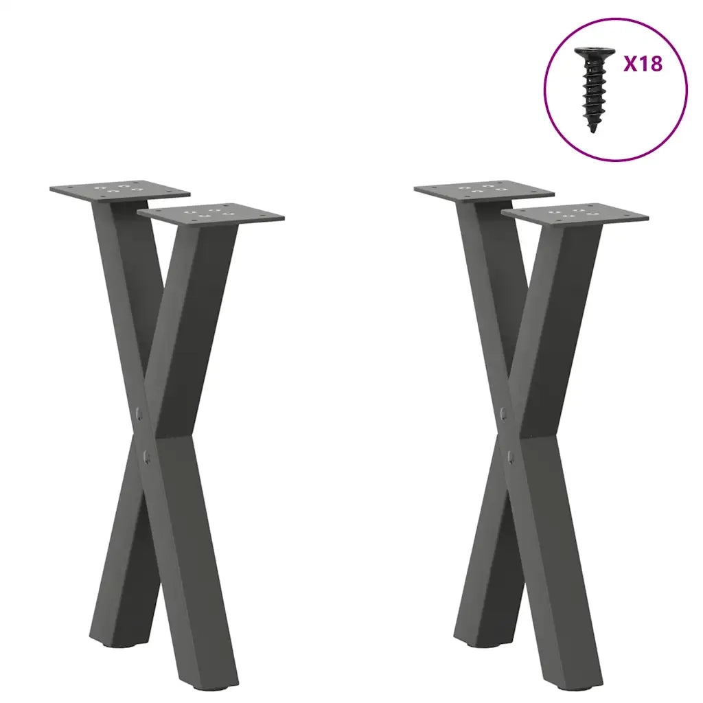 Gambe per Tavolino da CaffÃ¨ a Forma di X 2 pz Antracite 28x(42-43) cm Acciaio