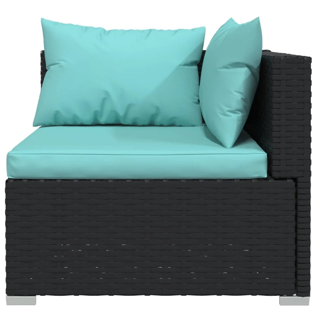 Divano trendy a 2 posti 140 x 70 x 60,5 cm con cuscini in resina intrecciata nera 02_0013191
