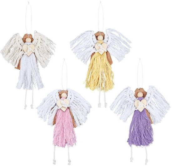 Decorazione per parete macramé, manufatto artigianale, 23,5 cm, unico lavoro di abilità, decorazione per parete, natale, stile boho, tessuto di cotone.