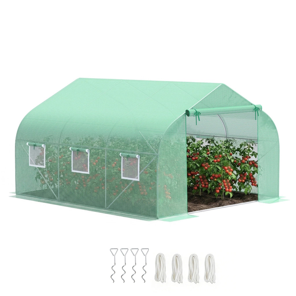 Serra da Giardino con Tetto Spiovente ¨C zephmum ¨C Verde 3.5x3x2m PE
