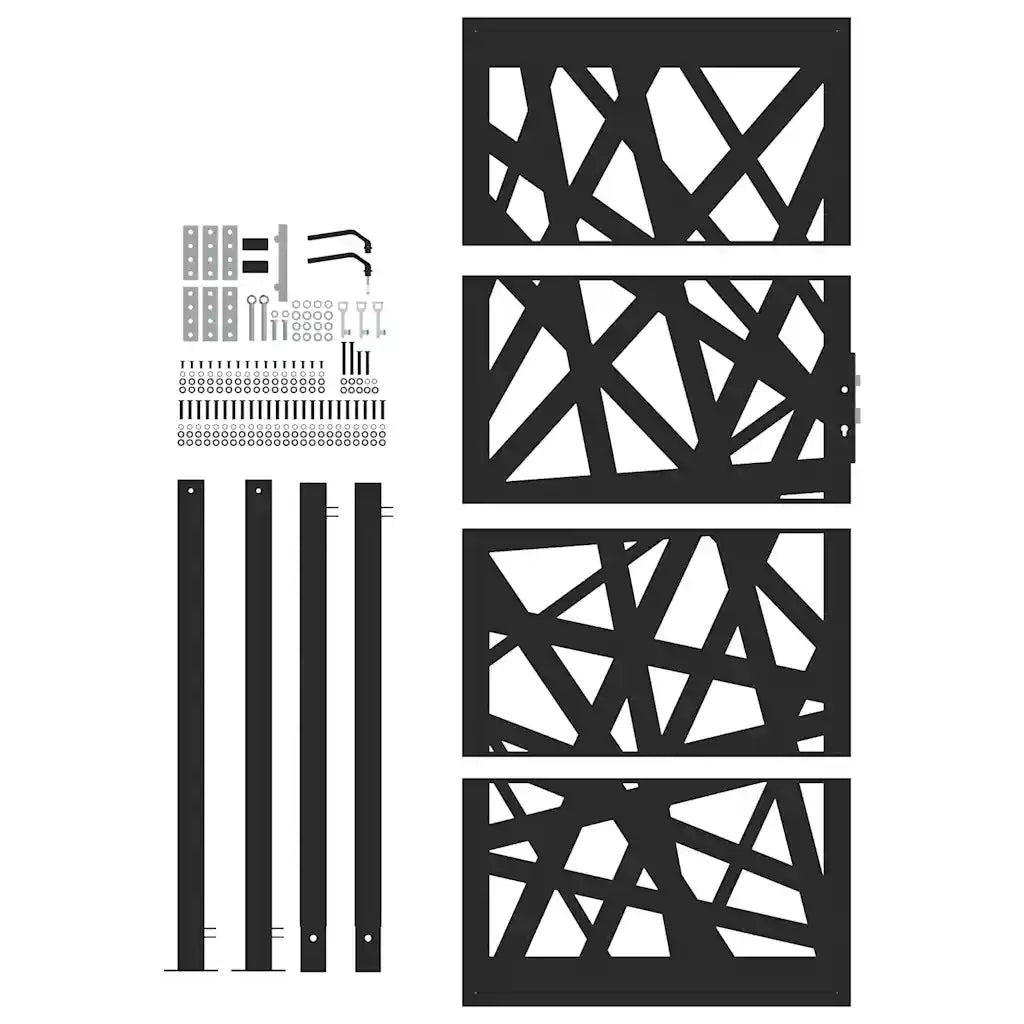 Cancello da giardino nero 100x200 cm in acciaio design leggero 4100953