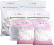 Set di 6 Sacchetti per Lavatrice - 3 Dimensioni diverse (30x40 cm, 40x50 cm, 50x60 cm) - Protegge la Camicia delicata nella Lavatrice - Cerniera nascosta - Polyester duraturo - Translucido