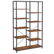Mobile contenitore a 5 ripiani 100 x 30 x 170 cm libreria per bambini per soggiorno camera da letto bagno cucina corridoio facile da montare marrone rustico e nero 12_0006402