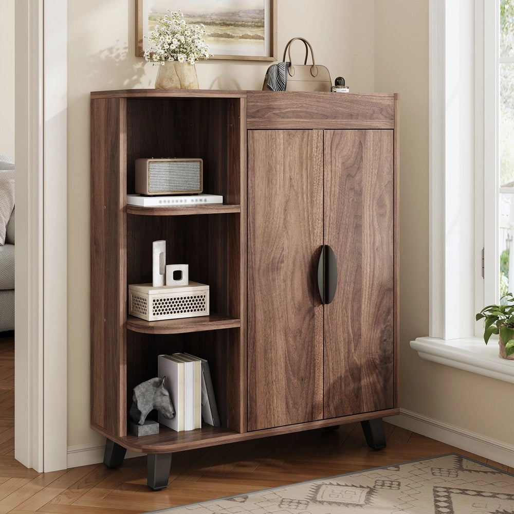 Scarpiera Slim con Ante e Ripiani ¨C MINIMAL ¨C Legno, Salvaspazio per Ingresso