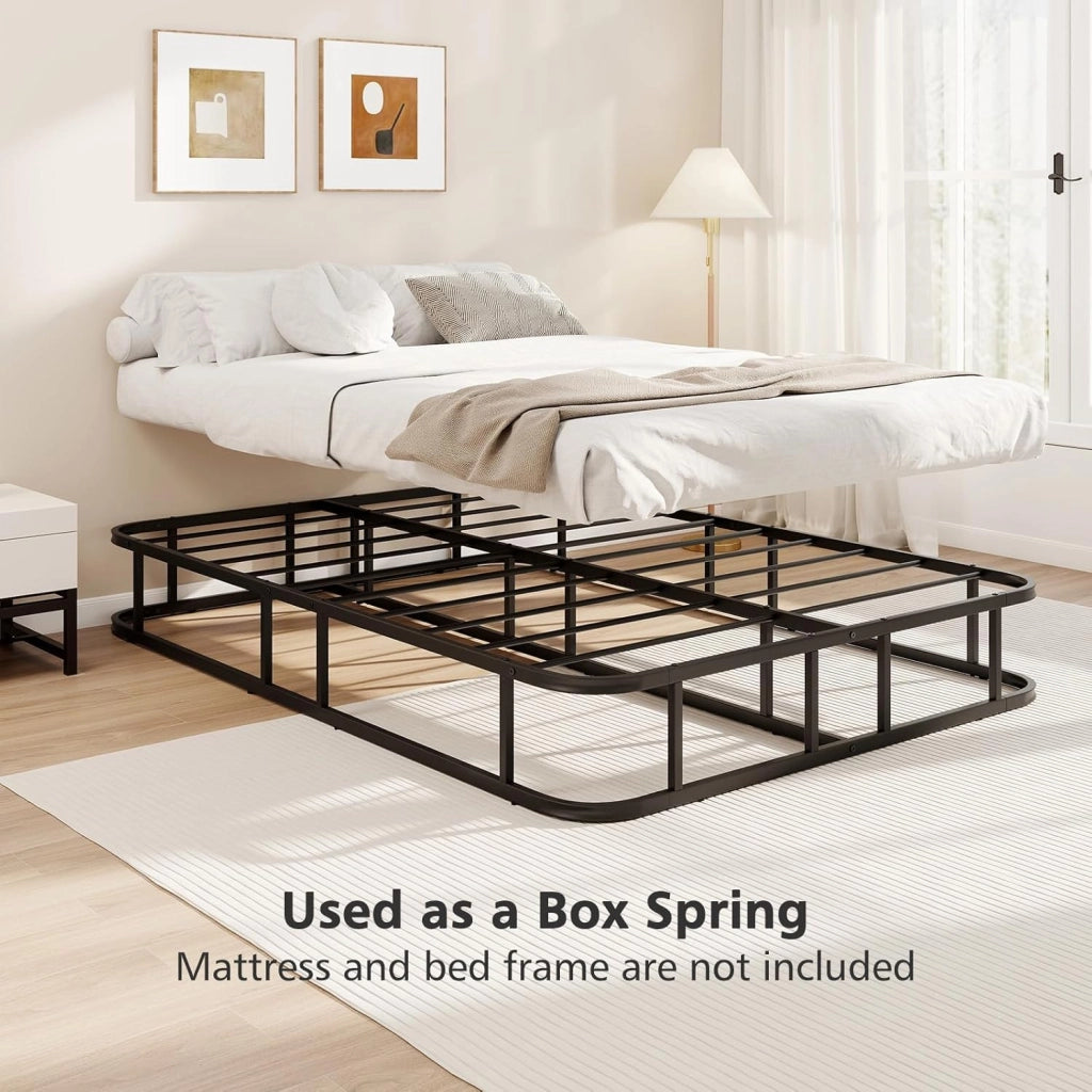 Telaio Letto Matrimoniale in Metallo 140x200 Cm, Struttura Letto Piattaforma con 16 Barre di Supporto, Doghe, Piedi Antiscivolo e Capacità di Carico 300 Kg, Nero