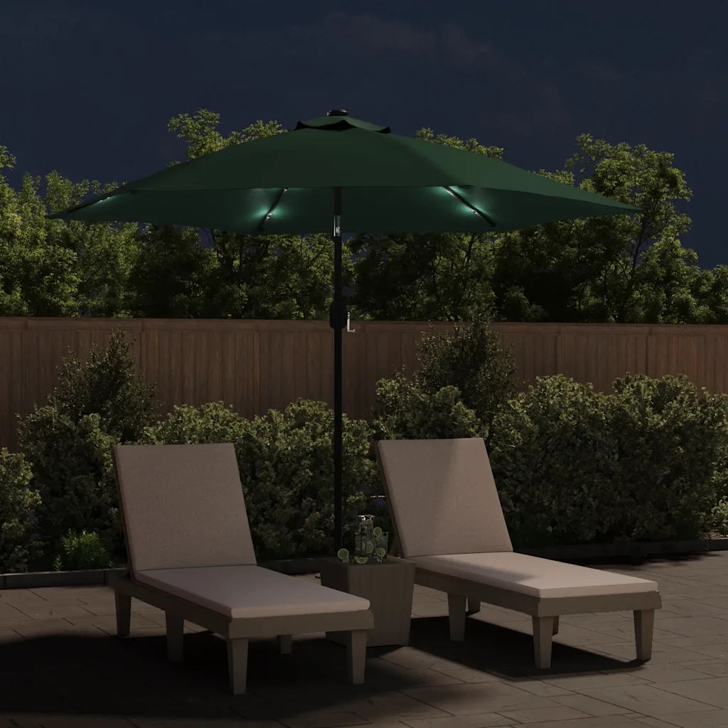 Ombrellone a Sbalzo da Giardino con LED 3 m Verde 42203