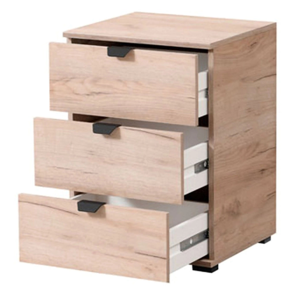 Talana, Comodino 3 Cassetti, 45x40x63h cm Marrone Rovere Nodi