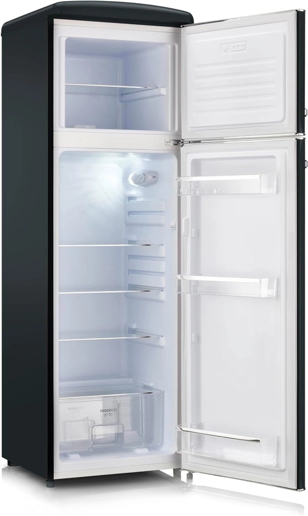 Rkg 8984 retrò - frigorifero doppia porta, 246 litri, classe d, colore nero axlxp 166,5x55x57,5 cm