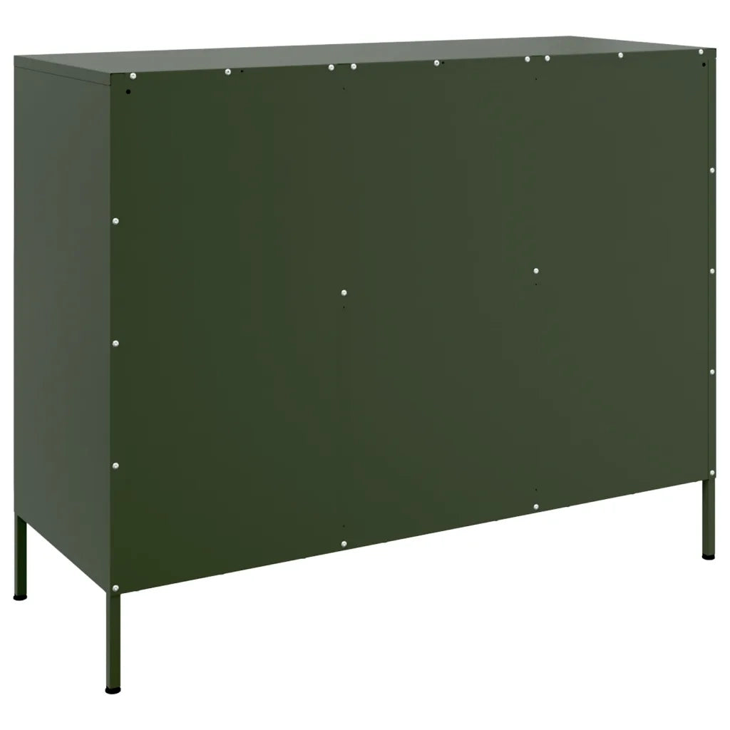 Credenza | Madia | Buffet da pranzo | Armadio da pranzo Verde Oliva 100,5x39x79 cm in Acciaio