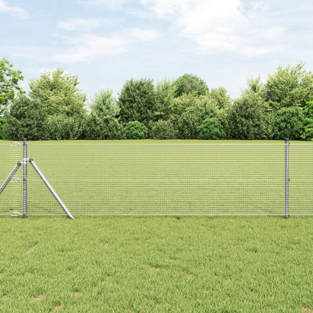 Recinzione in Rete Saldabile con 13 Pali 0.5x100 m Acciaio Galvanizzato