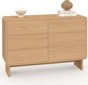 Cassettiera 6 cassetti nasturzio 110 cm in legno di faggio Design arrotondato