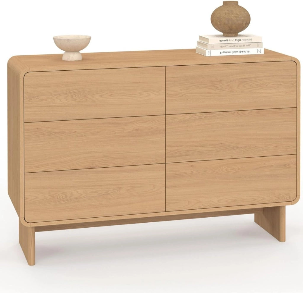 Cassettiera 6 cassetti nasturzio 110 cm in legno di faggio Design arrotondato
