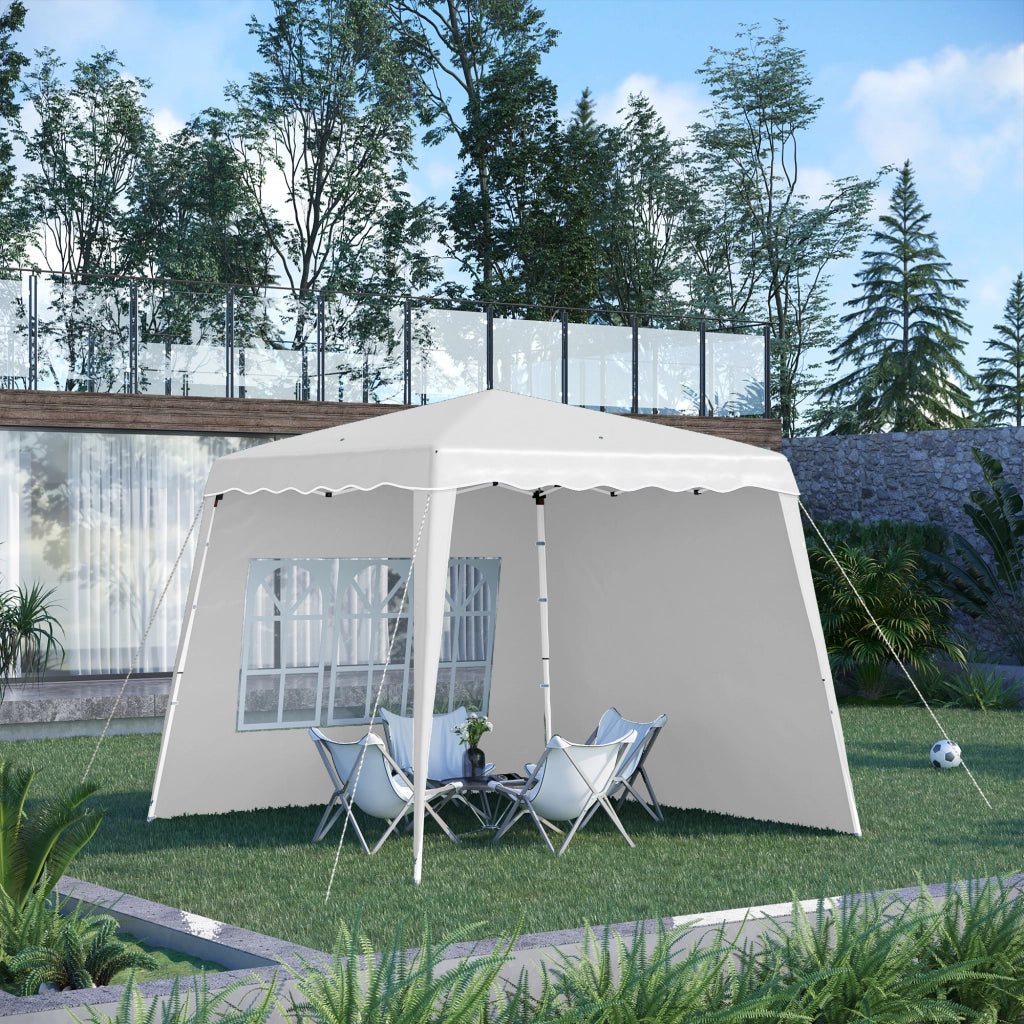 Carpa Pieghevole per Giardino con 2 Pareti Laterali ¨C Zephmum ¨C 2.89x2.89m Bianco