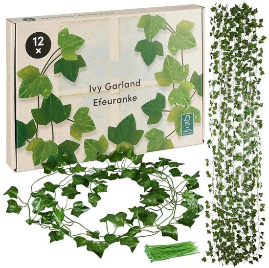 12 x Slinghe di Finto Fusto - 200 x 13 cm - 78-80 Foglie - come decorazione per camera o balcone - piante artificiali per protezione della vista - decorazione estetica per la camera