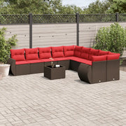 Set Divani da Giardino 11 pz con Cuscini Marrone in Polyrattan 3221923