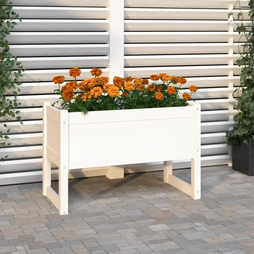 Fioriera | Cassetta per fiori | Vaso Bianca 78x40x52 cm in Legno Massello di Pino