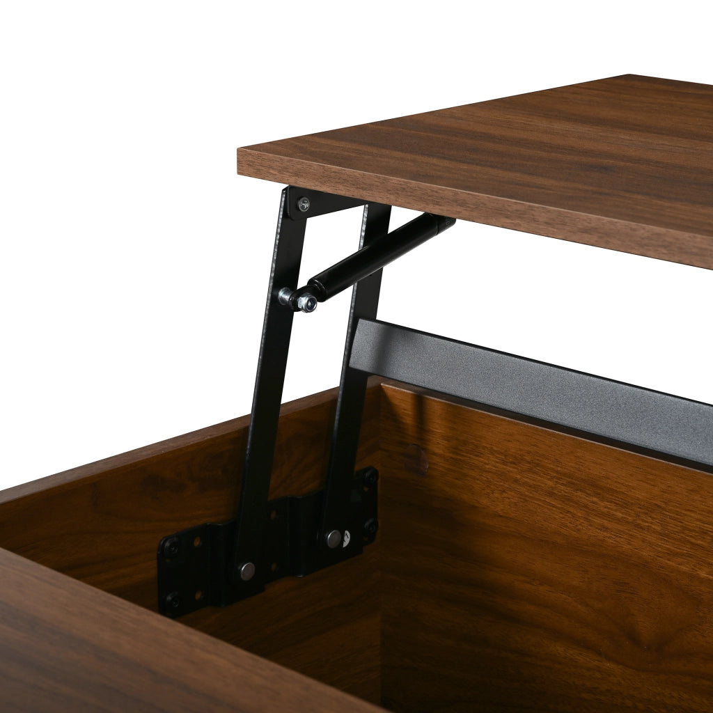 Tavolino da caffè 90x55x57.5 cm con piano elevabile in MDF noce