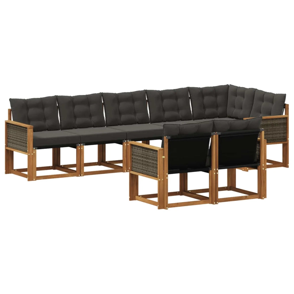 Set di divani da esterno 8 pz Naturale e Nero 3382028