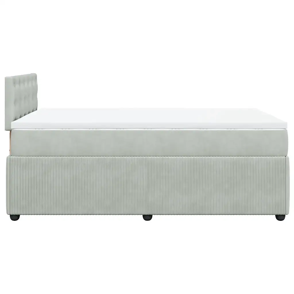 Giroletto a Molle con Materasso Grigio Chiaro 120x190cm Velluto