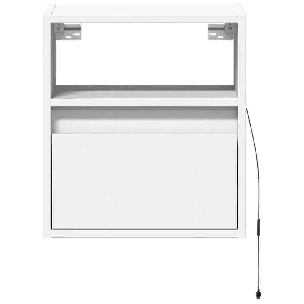 Comodino a Parete con Luci LED-Tavolino da notte sospeso Bianco 889262