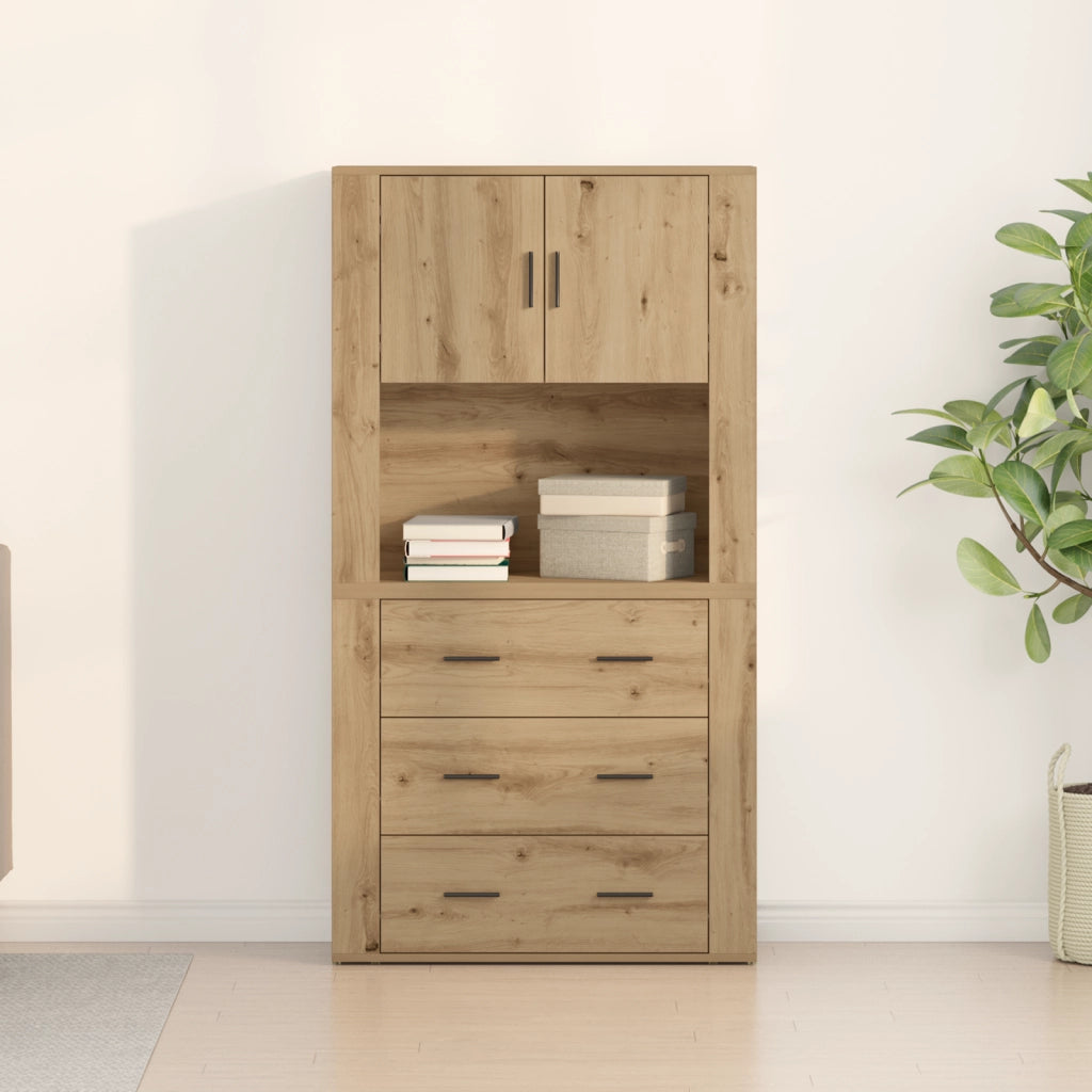 Mobile Alto in Rovere Artigianale 80x33x150 cm Legno Ingegnerizzato