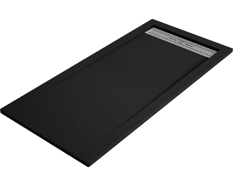 Piatto doccia BIDAI 90x130 cm Nero griglia in acciaio