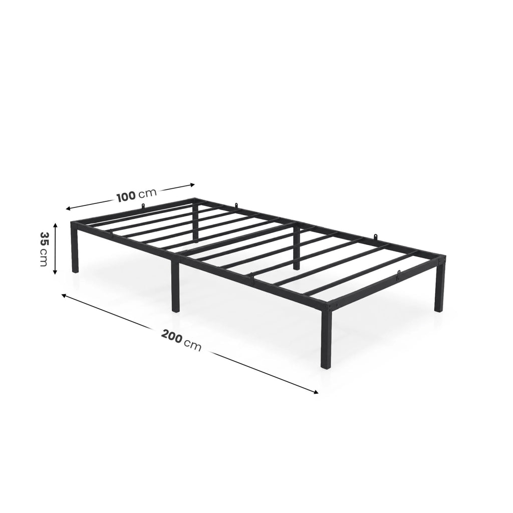 Struttura Letto Pieghevole in Metallo Rete a Doghe 100x200 cm Nero Letto per Ospiti 6 Gambe 10 Doghe