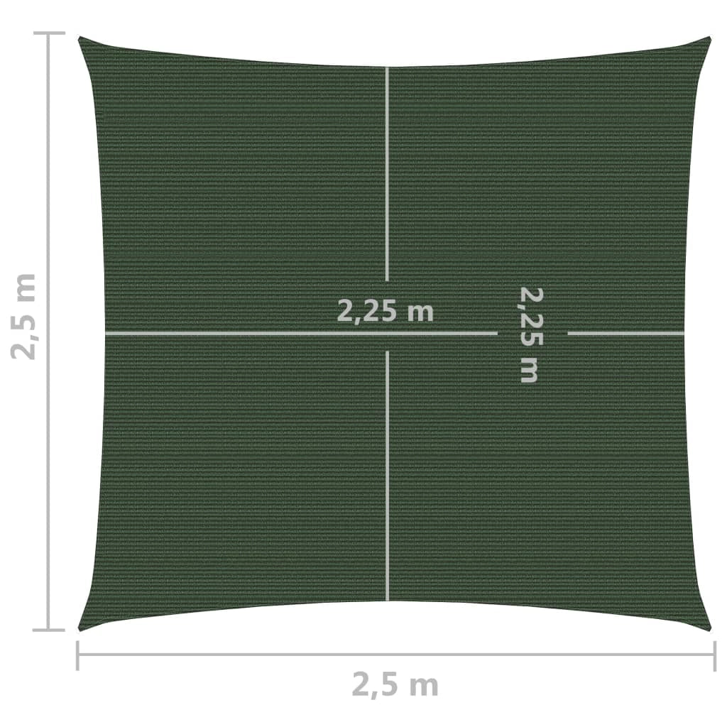 Vela ombreggiante 160 g/m² verde scuro 2,5 x 2,5 m HDPE 02_0009405