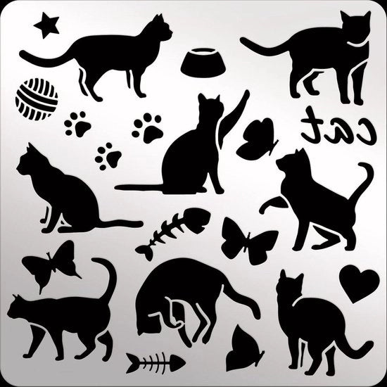 Stampo metallico quadrato 15,5 cm - Stampo a forma di zampa di gatto in acciaio inossidabile per scrapbooking e disegno - Stampo a forma di farfalla a herringbone per incisione e grafite personalizzata