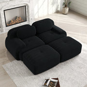 Divano 2 posti modulabile con chaise longue - Xylo - Velluto costato, antiscivolo, ergonomico, nero