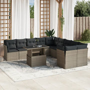vidaXL Set Divani da Giardino 11 pz con Cuscini in Polyrattan Grigio