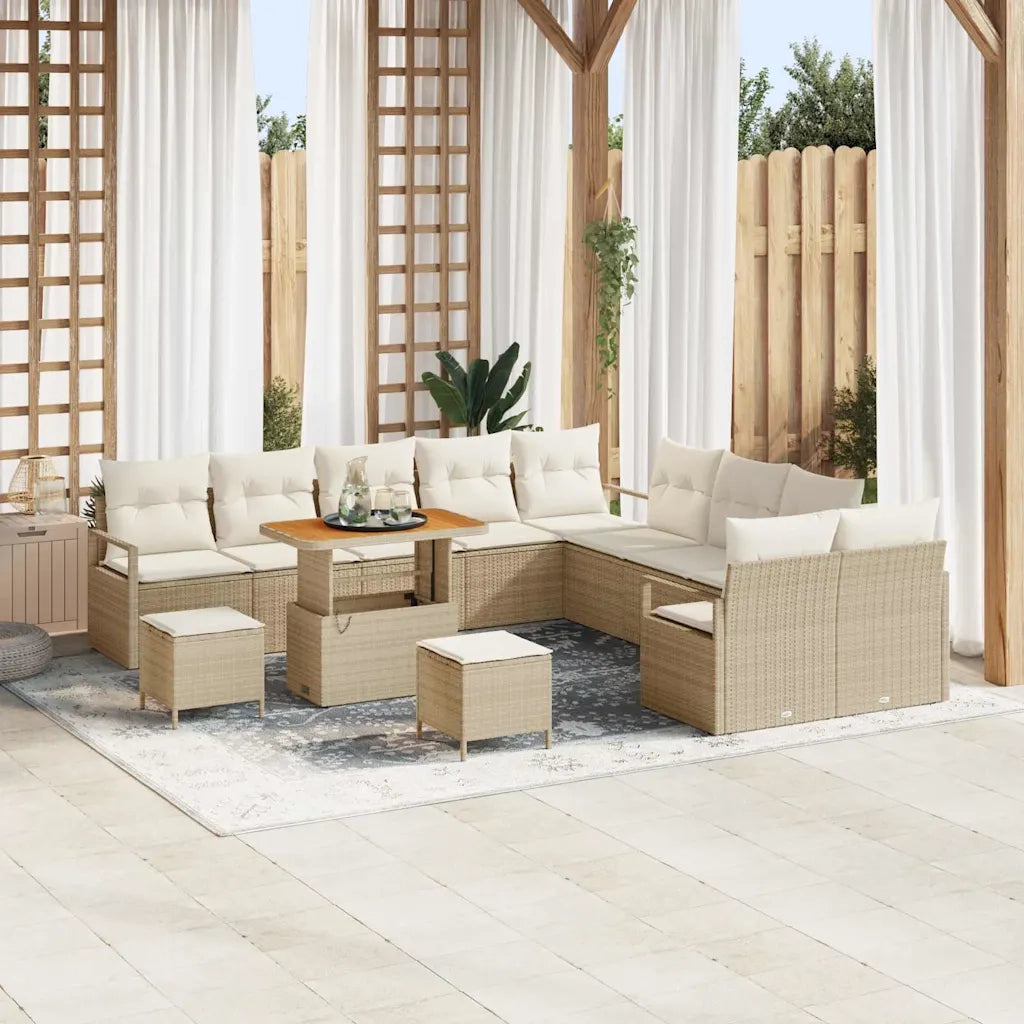 Set Divano da Giardino con cuscino 13 pcs Beige polyrattan 3362586