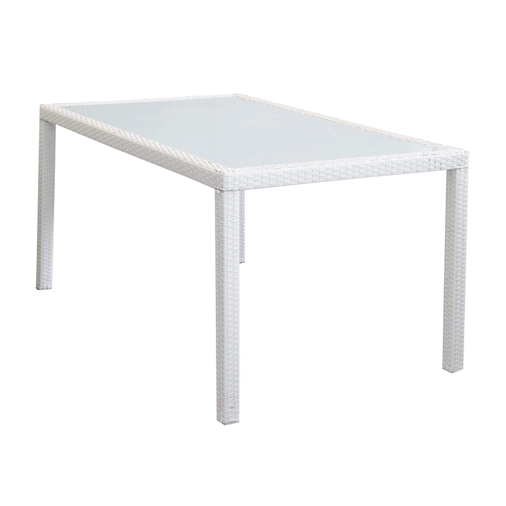 Tavolo intreccio e piano in vetro 150x90 - AXEL