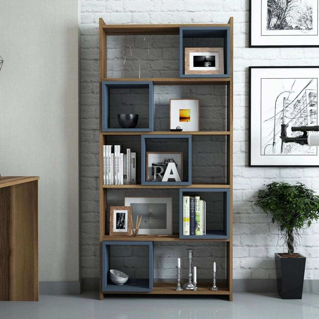 Biblioteca Policoro, Libreria 4 Ripiani, 80x22x170h cm Marrone Noce