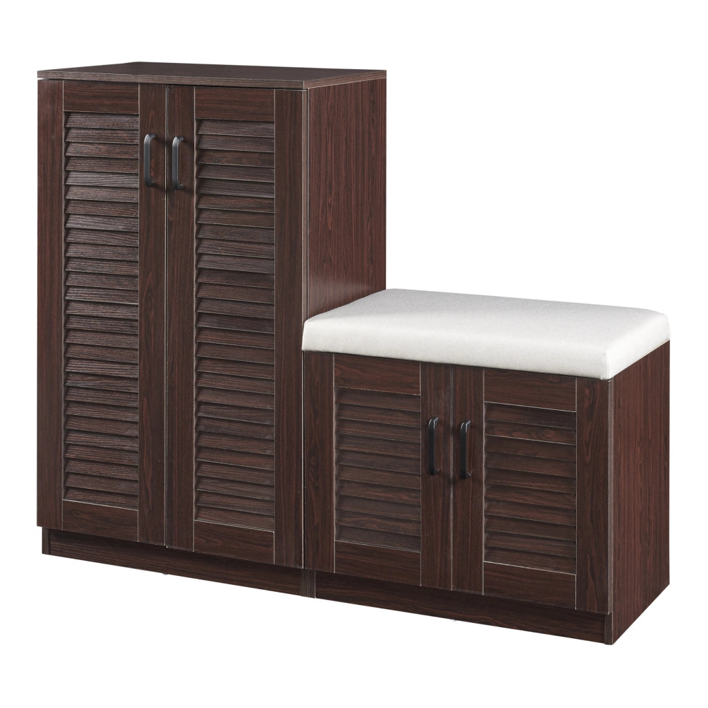 Set Løten di Armadio Scarpiera e Panca 97 x 120 x 36 cm Wengè [en.casa]