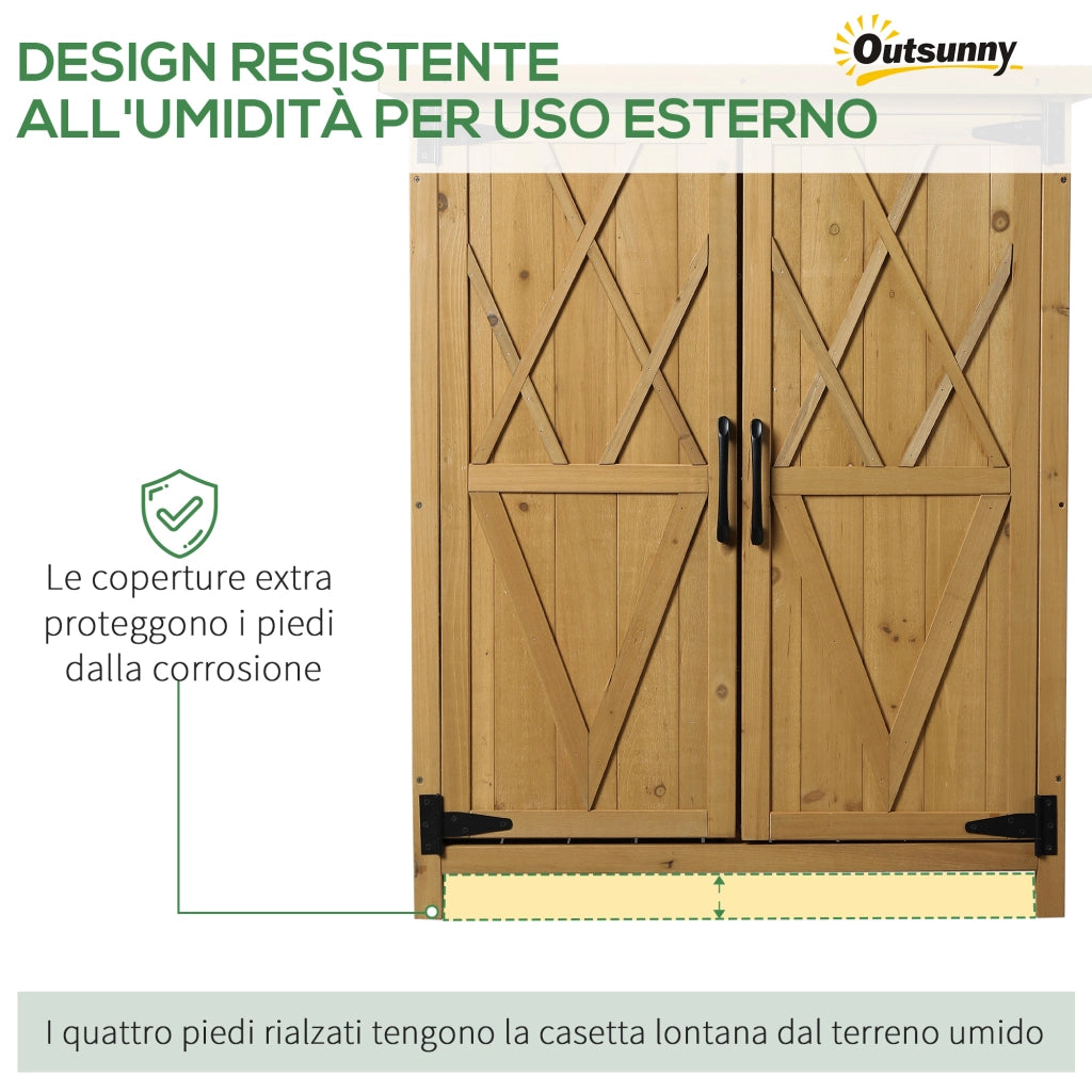 Armadio da Giardino in Legno con 2 Ante e 4 Scaffali ¨C zephmum ¨C 75x40x90 cm