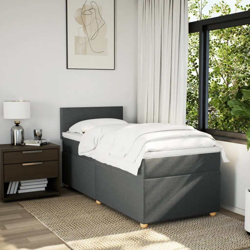 vidaXL Giroletto a Molle con Materasso Grigio Scuro 80x200 cm Tessuto