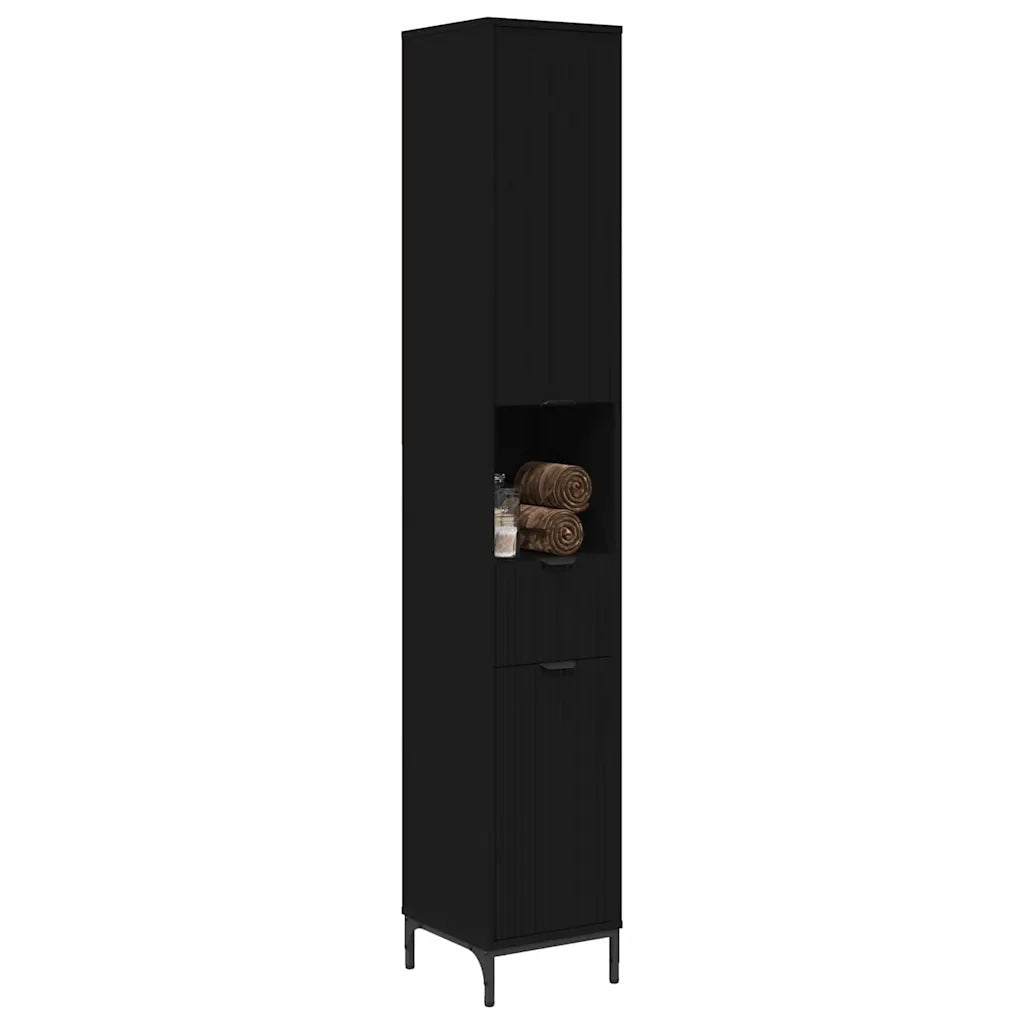 Mobile da Bagno con cassetto con porta Nero 31,5 x 33 x 190 cm 883405