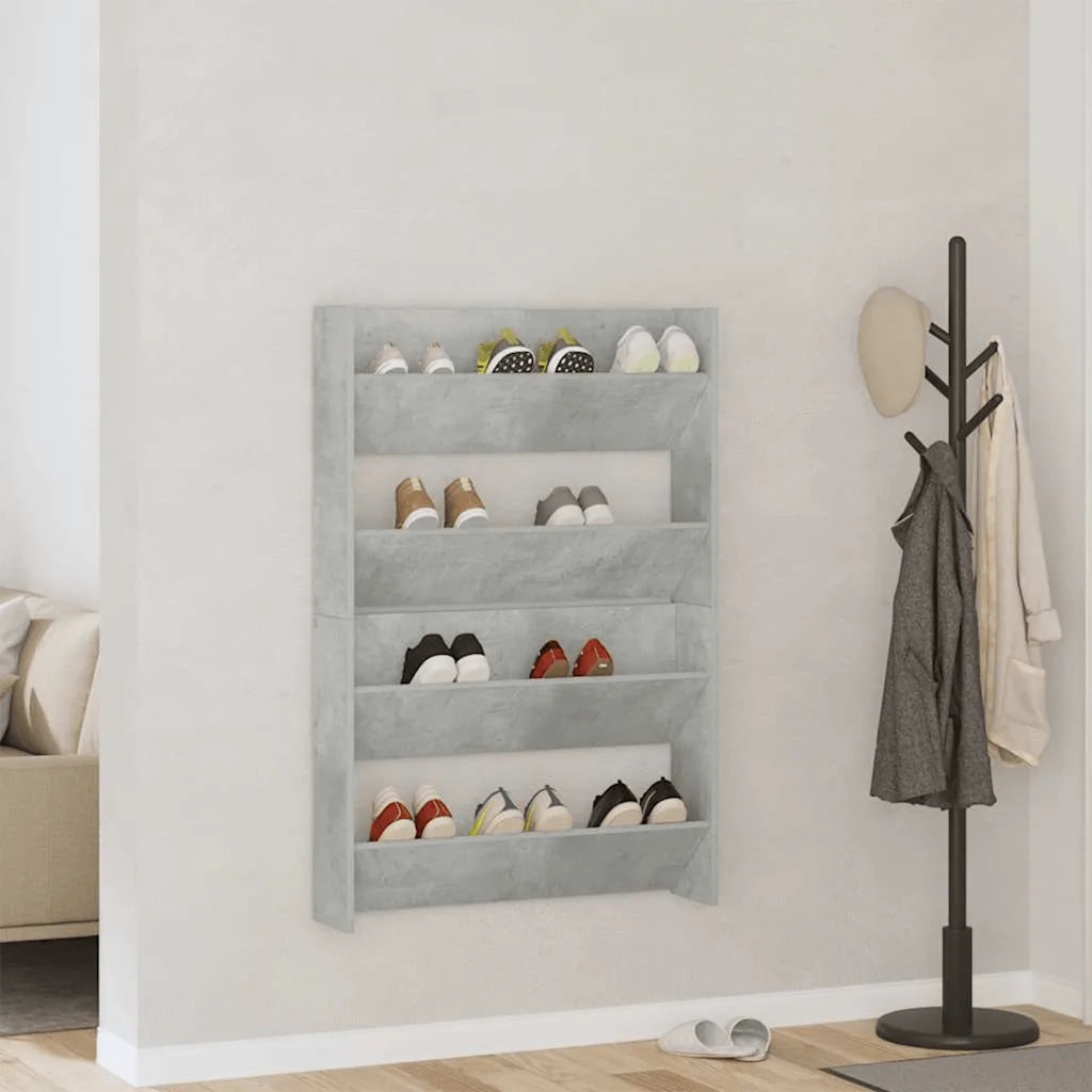 Scarpiere a Muro 2 pz Grigio Cemento 80x18x60 cm in Truciolato