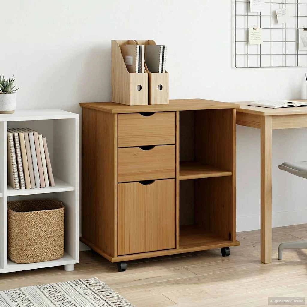 Mobile con Ruote 63,5 x 39 x 65,5 cm Legno di Pino Massello 42028380