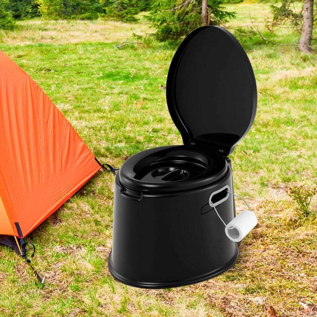 Toilette Portatile WC Chimico, WC da Viaggio Leggero con Secchio Interno Rimovibile,Water Portatile per Adulti e Anziani con Portarotolo, Supporto Carico 200 kg, 41 x 49 x 34 cm
