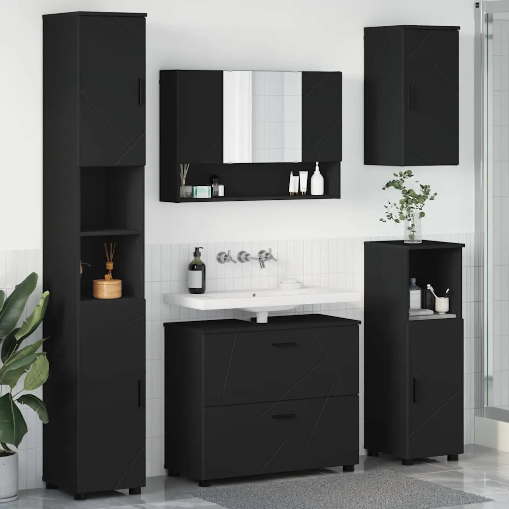 vidaXL Set di mobili per il bagno 5 pcs Nero 30 x 35 x 192 cm