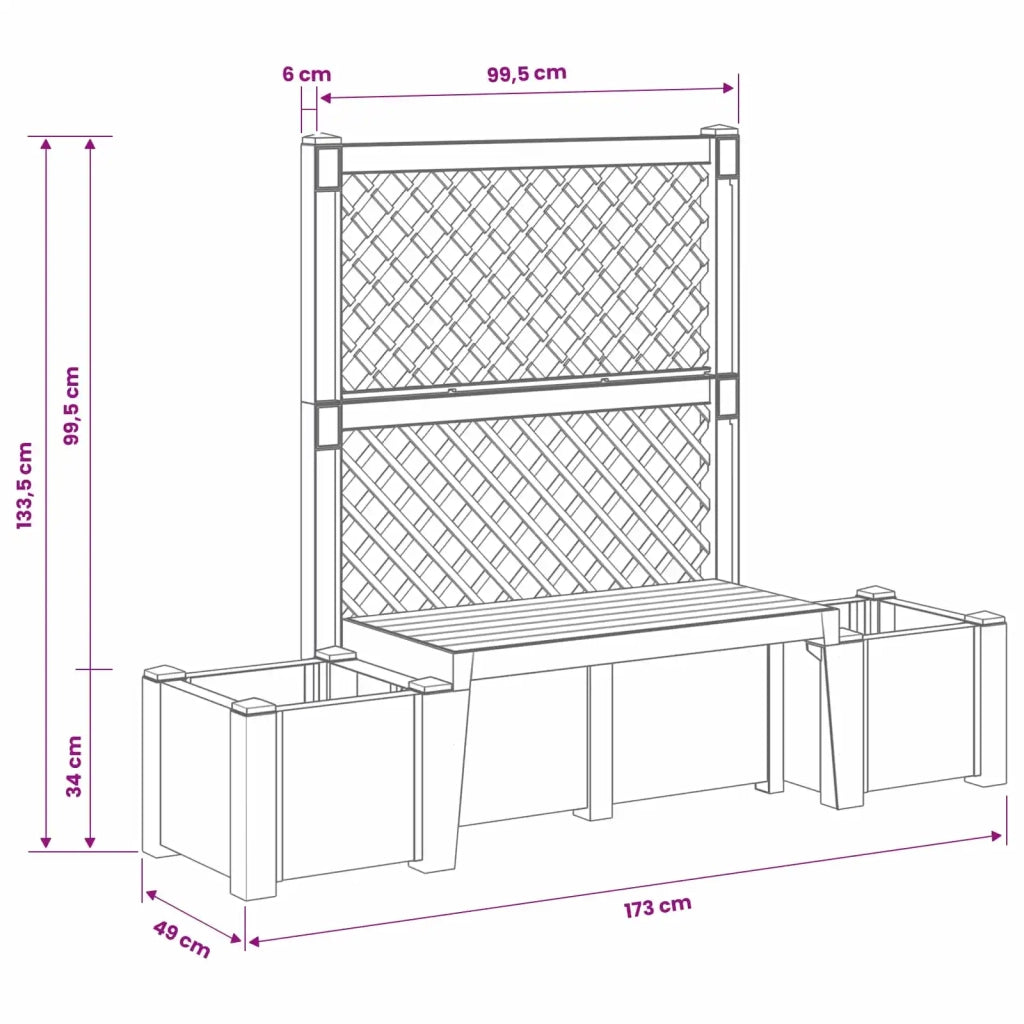 Panchina da Giardino Kopenhagen Bianco 173 x 49 x 135,5 cm PP