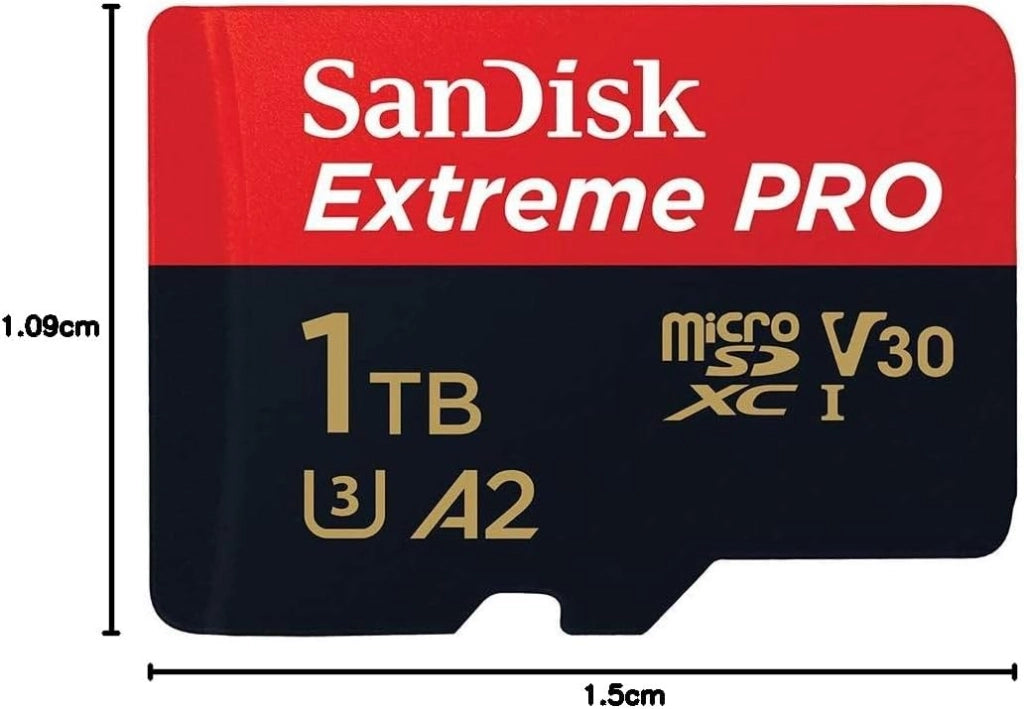 Extreme Pro 1 TB microSDXC Memory Card + SD Adapter with A2 App Performance + Rescue Pro Deluxe 170 MB/s Class 10, UHS-I, U3, V30