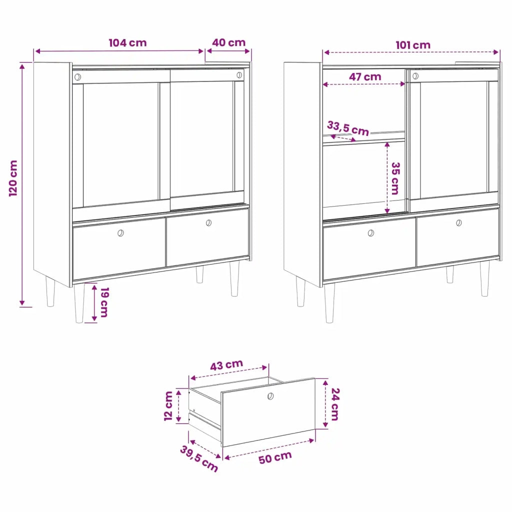 Credenza BILBAO Caramello scuro 104 x 40 x 120 cm 42041330