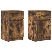 Set di 2 Comodini | Armadio da Notte | Mobiletto da notte Rovere Fumo 39x35x65 cm in Legno Multistrato