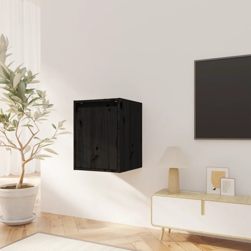 Pensili 2 pz Neri 30x30x40 cm in Legno Massello di Pino cod mxl 32957