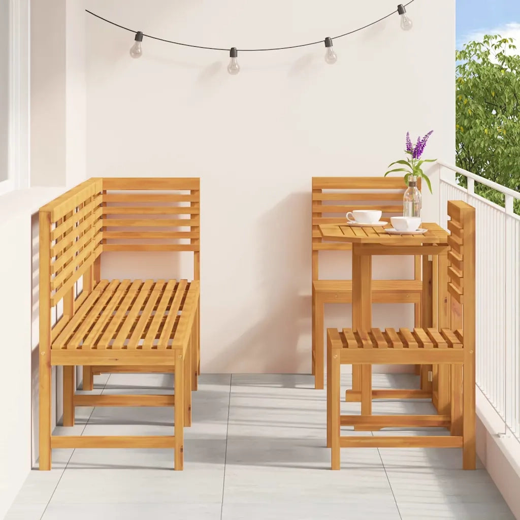Set Bistro da Giardino 6 pcs Marrone Legno di Acacia Massello 3328697